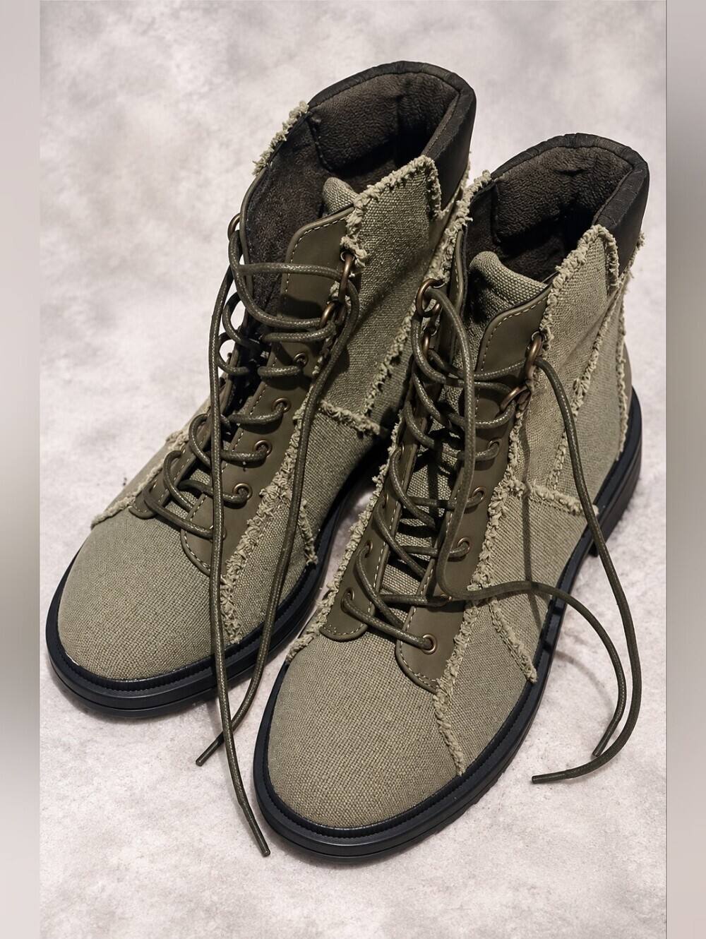 Rocket Dog Canvas Ankle Boots Olive Army Green Lace-up  Women Size 8
